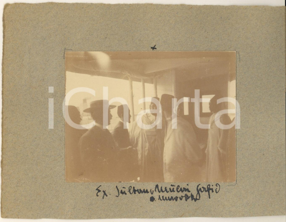 Fotografia d epoca originale 1913 Mulay ABD ALHAFIZ ex sultano del Marocco in navigazione Foto RARA 10x8 cm 1