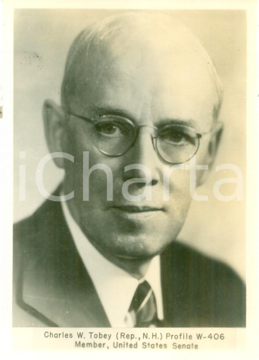 Fotografia d epoca originale 1945 ca USA Charles W. TOBEY United States Senate Fotografia 1