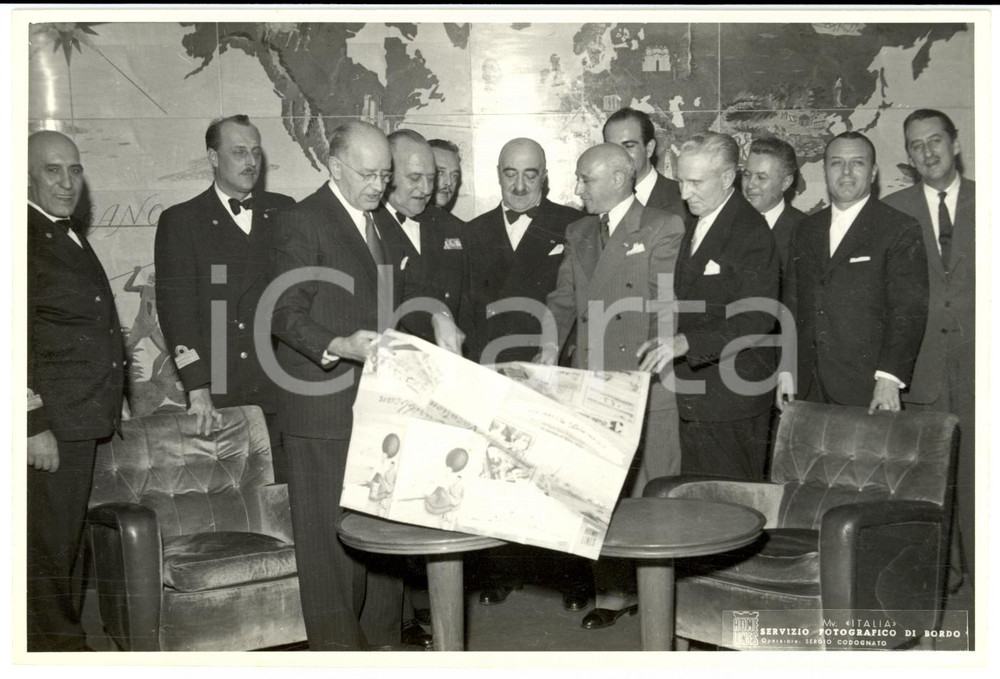 Fotografia d epoca originale 1944 HOME LINES M.V. ITALIA Comandante Ugo CHINCA  Serata inaugurale 1