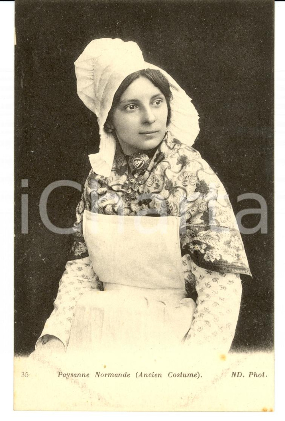 Cartolina originale da collezione 1905 COSTUMES NORMANDIE FRANCE Paysanne normande FP NV 1