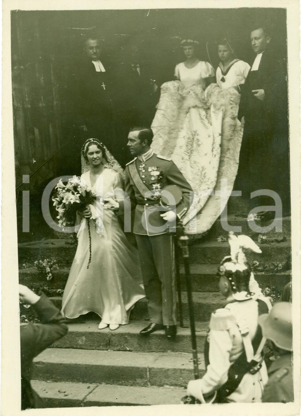 Fotografia d epoca originale 1932 COBURG Nozze Gustavo Adolfo di SVEZIA Sibilla di COBURGOGOTHA 1