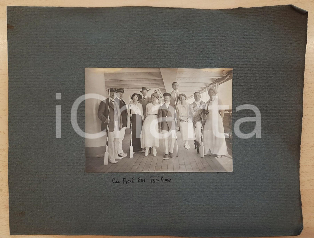 Fotografia d epoca originale 1913 Norddeutscher Lloyd  Piroscafo BULOW  Passeggeri a bordo Foto 16x12 cm 1