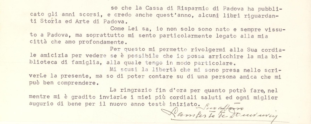 1977 PADOVA Lettera avv. Lamberto DE DOMINICIS - Richiesta libri *Autografo Lettera dattiloscritta, con firma autografa, su carta intestata. CONDIZIONI:FAIR/discreto piegatura centrale d'epocaFORMATO: 23x15 cm originale e autentica 1