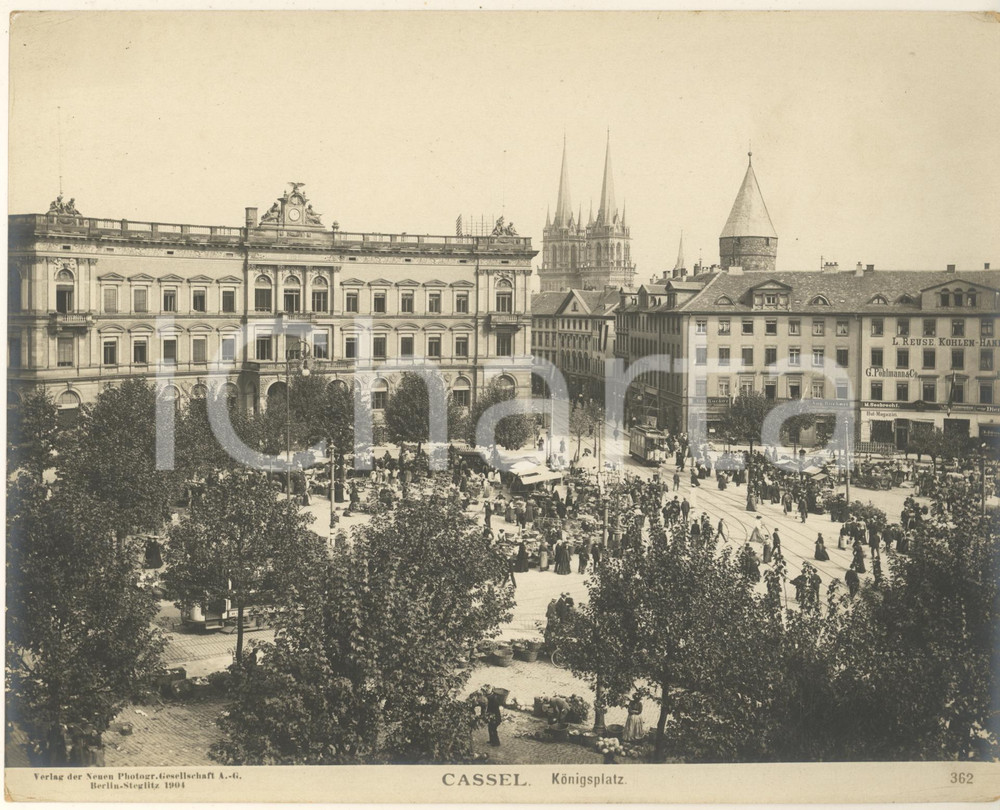 Fotografia d epoca originale 1904 CASSEL GERMANY Konigsplatz Fotografia ANIMATA n° 362 1 1