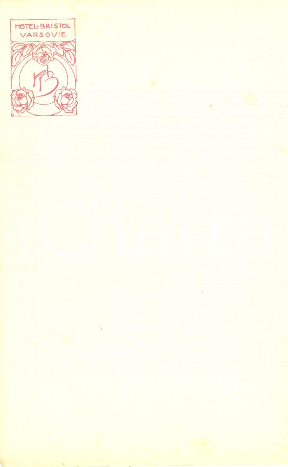 Materiale pubblicitario d’epoca 1920 ca VARSAVIA Hotel BRISTOL Carta da lettere intestata 4 facciate 1