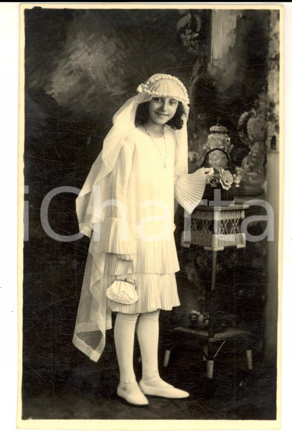 Fotografia d epoca originale 1930 ca MILANO Bambina alla Prima Comunione Foto BRAMBATI PORTA GENOVA 1