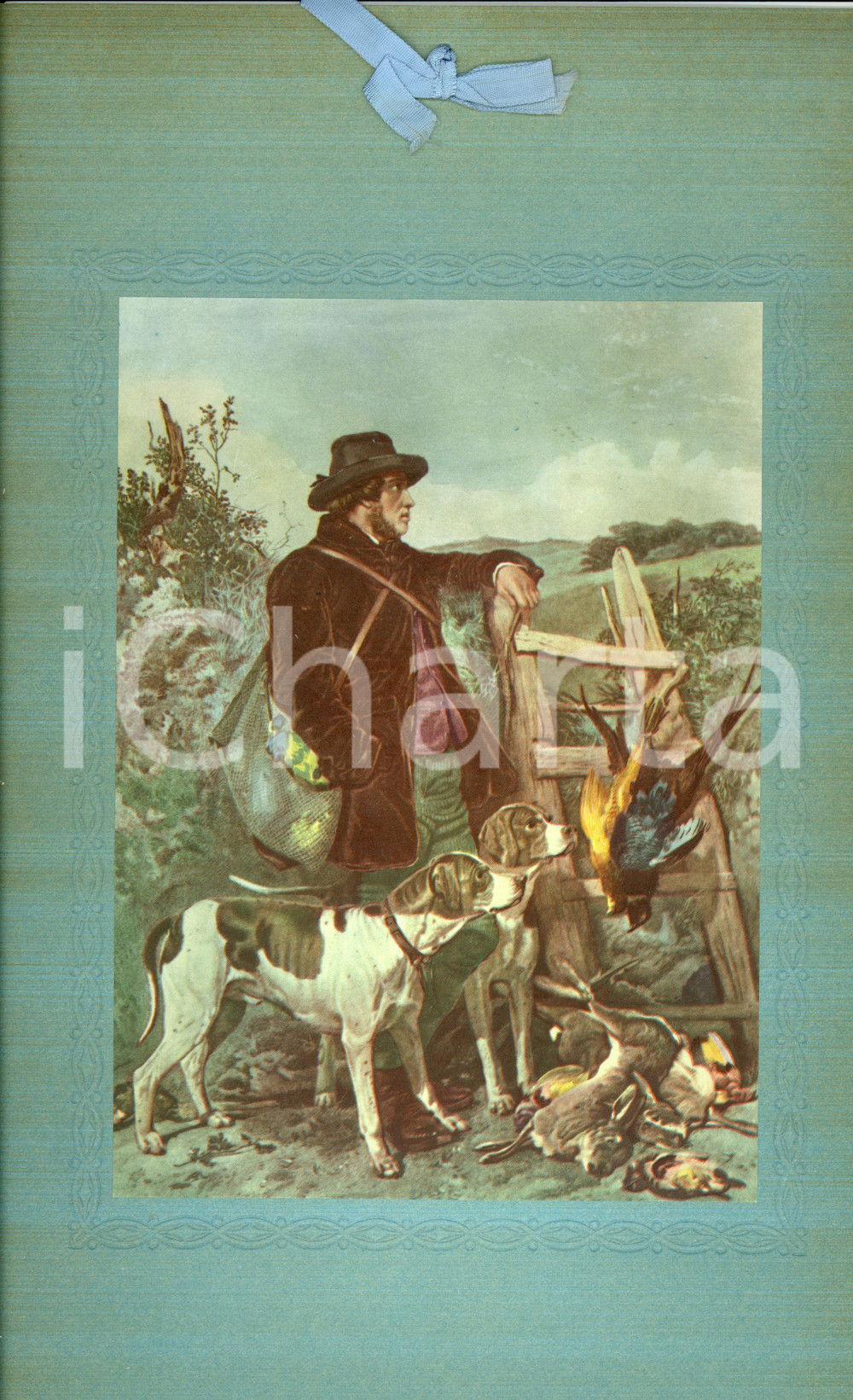 Oggetto da collezione cartaceo 1955 ca ITALIA MODERNARIATO Calendario perpetuo con cacciatore 25x42 cm 1