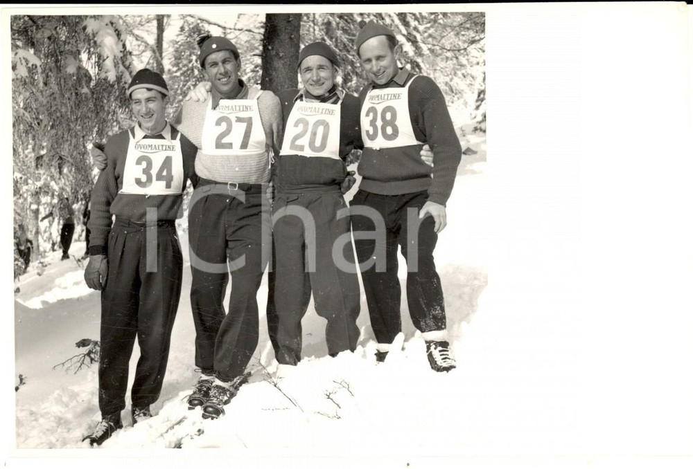 Fotografia d epoca originale 1950 ca SWITZERLAND Campionati SCI DI FONDO Franz REGLI e compagni Fotografia 1