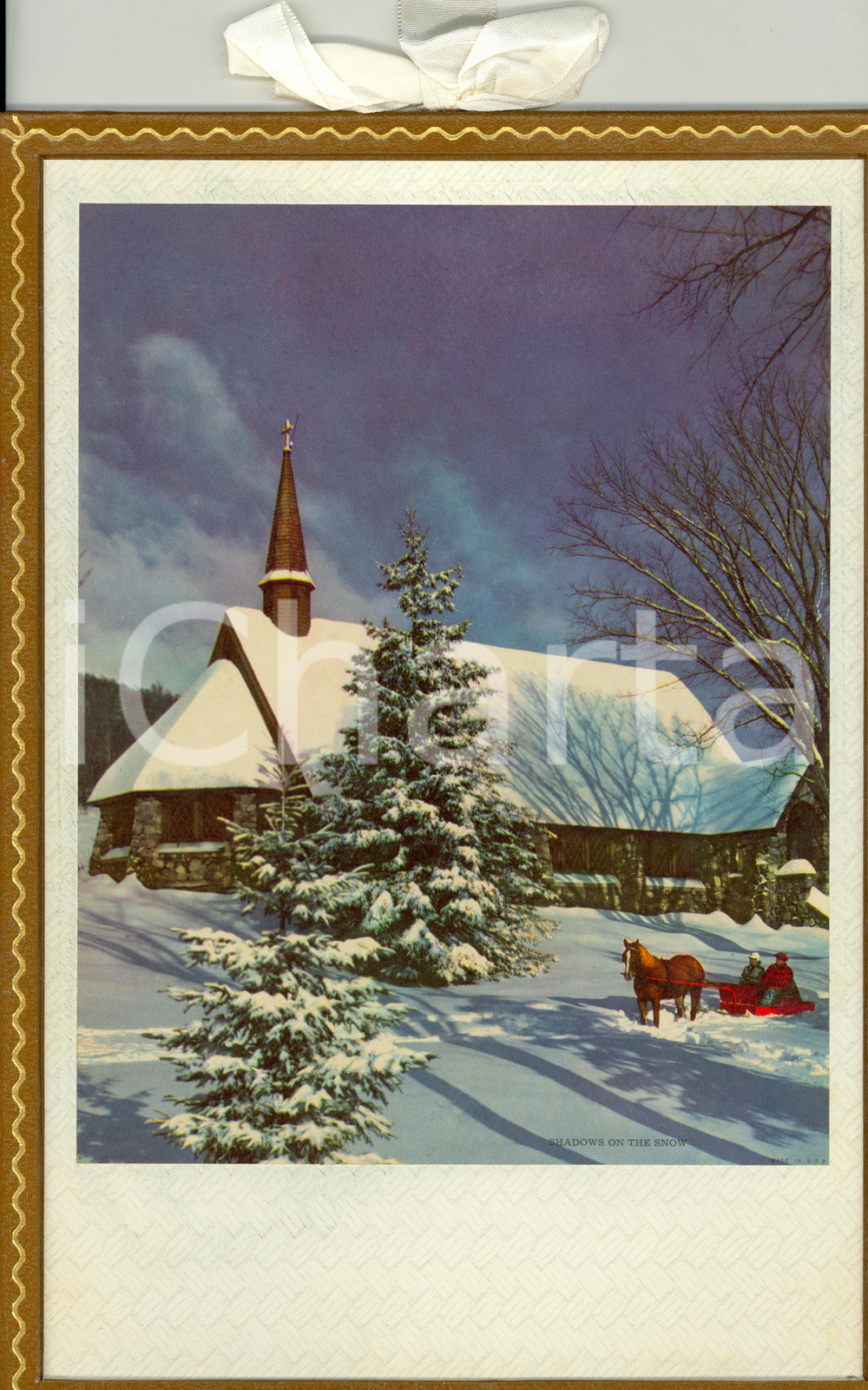 Oggetto da collezione cartaceo 1955 ca ITALIA MODERNARIATO Calendario perpetuo paesaggio invernale 23 x 32 cm 1