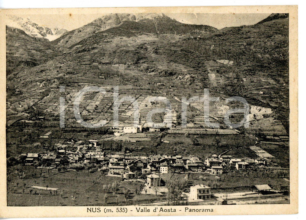 Cartolina originale da collezione 1947 NUS AOSTA Panorama con Chiesa di Sant Ilario Cartolina VINTAGE  FG VG 1