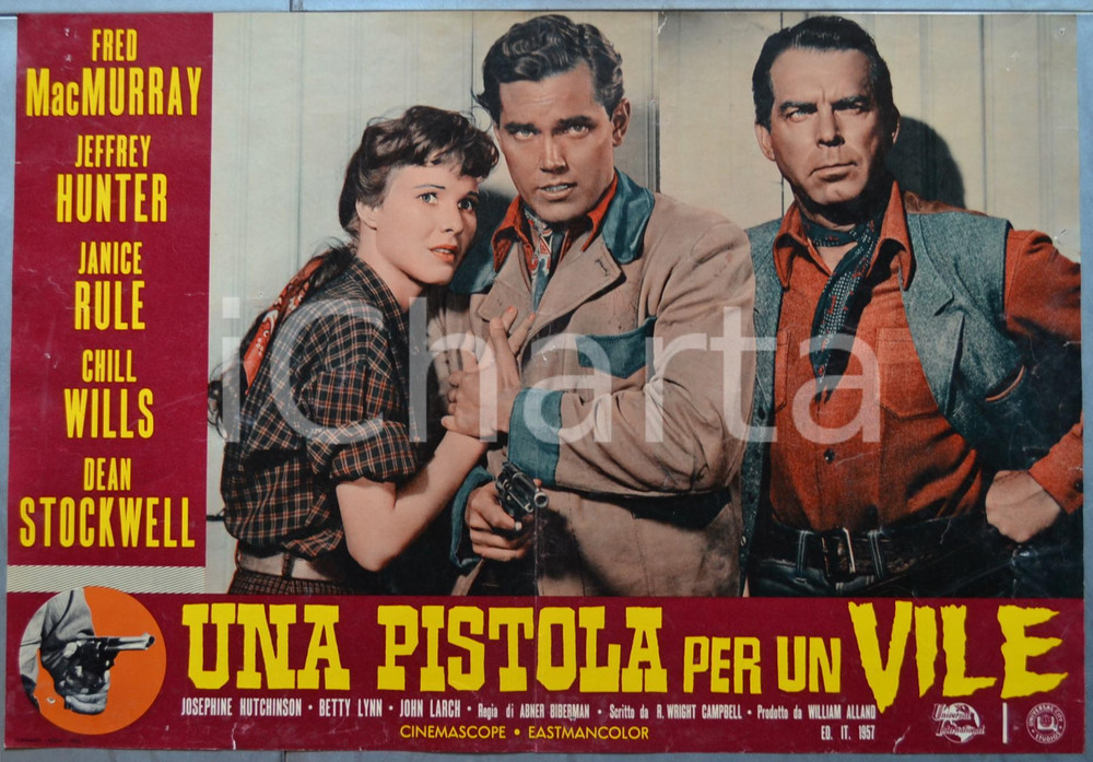 Materiale cinematografico d’epoca 1957 WESTERN  GUN FOR A COWARD Una pistola per un vile Lobby card 3 1