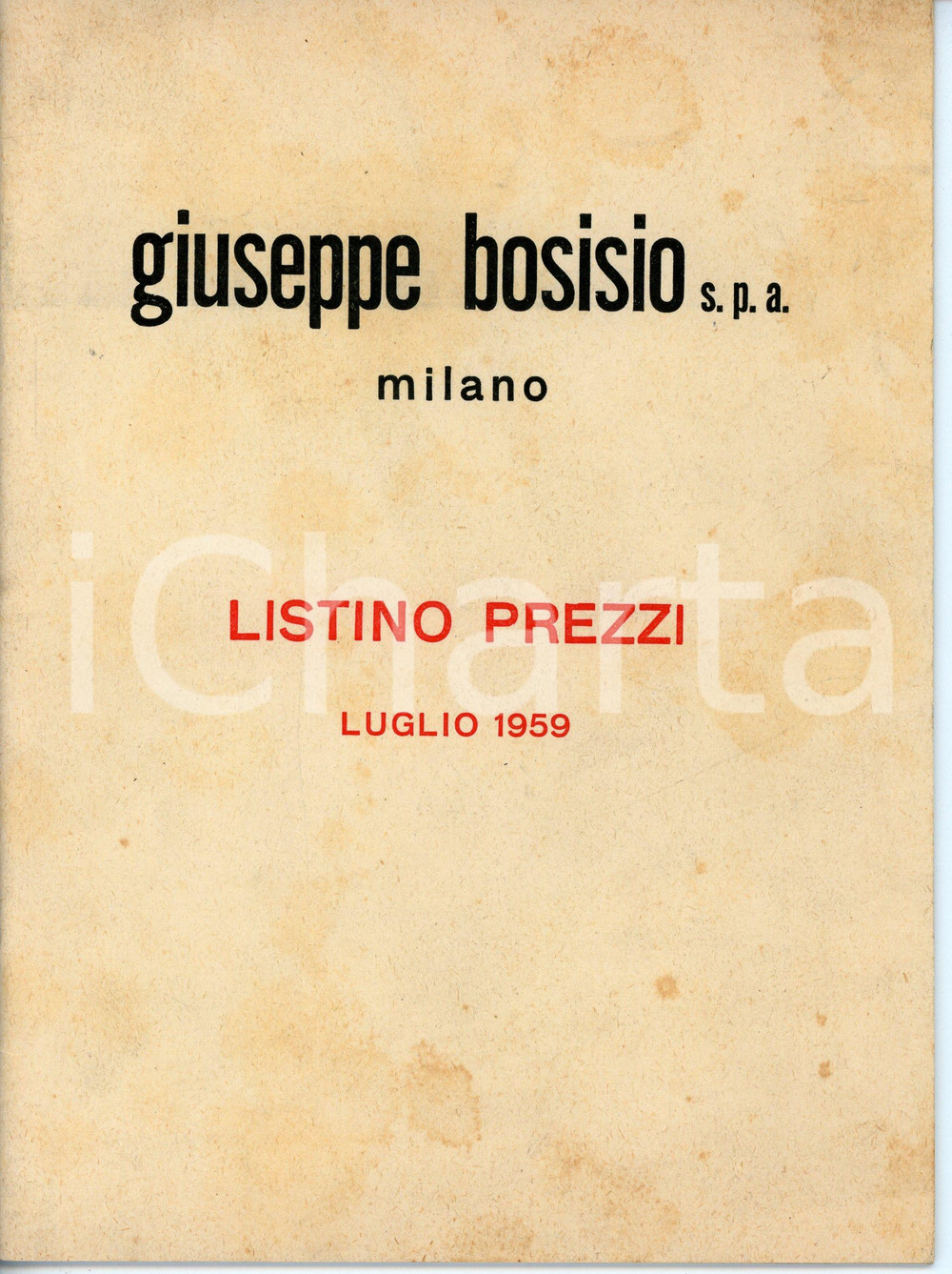 1959 MILANO Stabilimento Giuseppe BOSISIO Catalogo accessori per lapidi Pubblicazione d'epoca. PAGINE: 31CONDIZIONI:POOR/danneggiato Macchie in copertinaFORMATO: 16x21 cm originale e autentica 1
