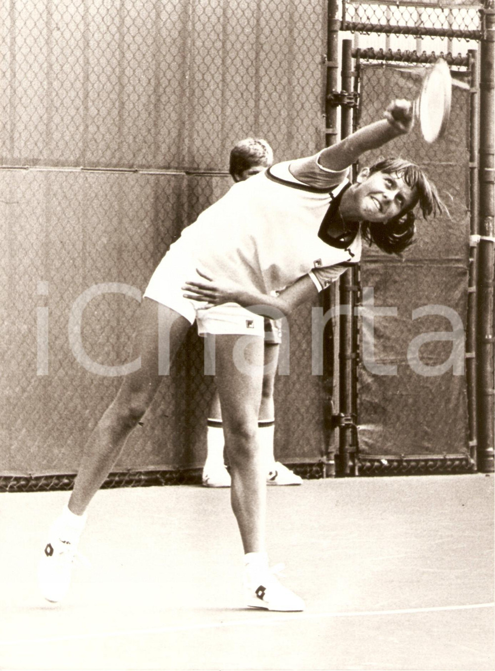Fotografia d epoca originale 1981 ITALIA Tennis Raffaella REGGI si allena Sponsor LOTTO Fotografia 1