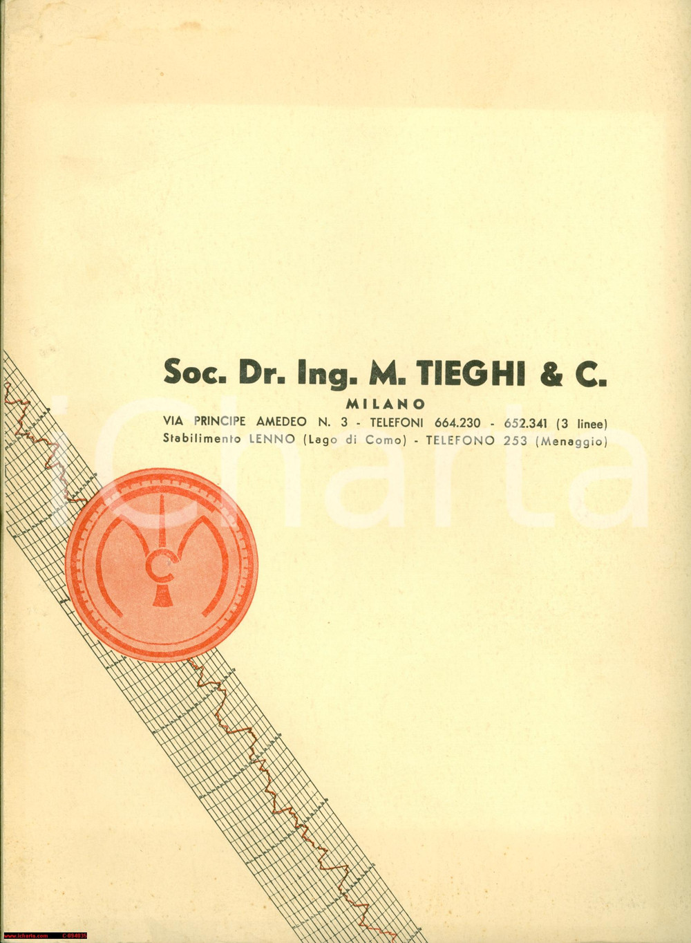 Materiale pubblicitario d’epoca 1955 LENNO CO Strumenti di misurazione TIEGHIKENT Opuscolo 1