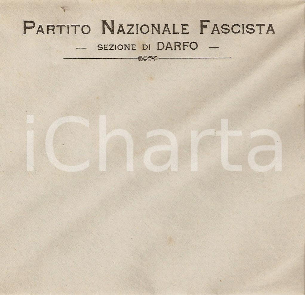 Documento originale, autentico 1935 ca DARFO BOARIO TERME Partito Nazionale Fascista PNF busta intestata 3 1