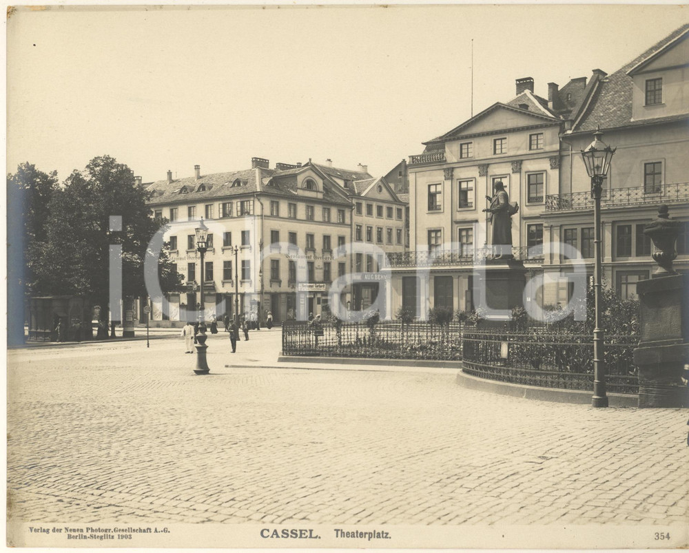 Fotografia d epoca originale 1903 CASSEL GERMANY Theaterplatz  Fotografia ANIMATA n°354 1 1