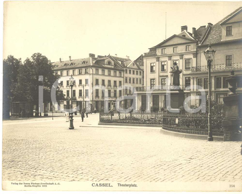 Fotografia d epoca originale 1903 CASSEL GERMANY Theaterplatz  Fotografia ANIMATA n°354 2 1