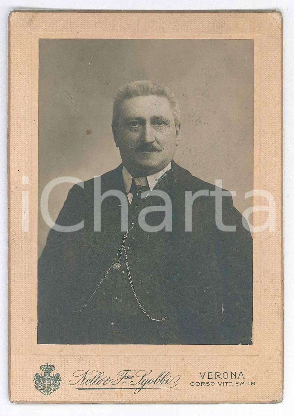 Fotografia d epoca originale 1890 ca VERONA Famiglia von KRAUSELISLAGO  Ritratto maschile Foto SGOBBI 1