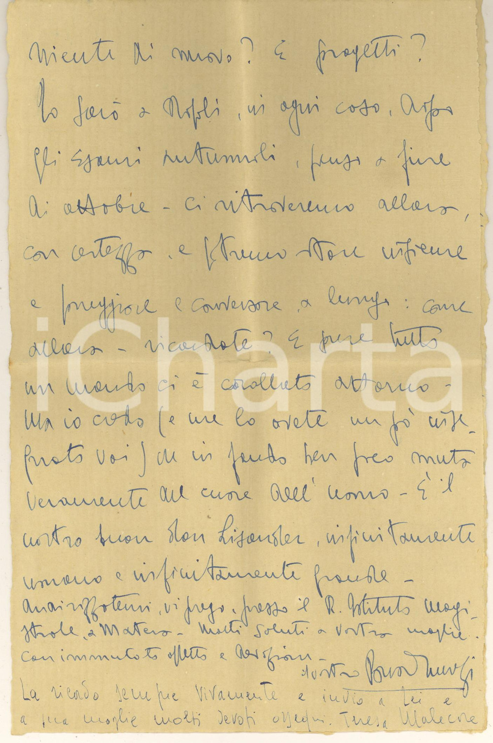 Autografo originale 1949 LECCE Bruno LUCREZI chiede aiuto per trasferimento a Napoli  AUTOGRAFO 1