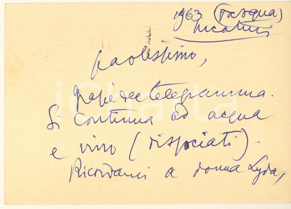 Autografo originale 1963 MONTECATINI TERME Cartolina Aurelio CANDIAN ad acqua e vino  Autografo 1