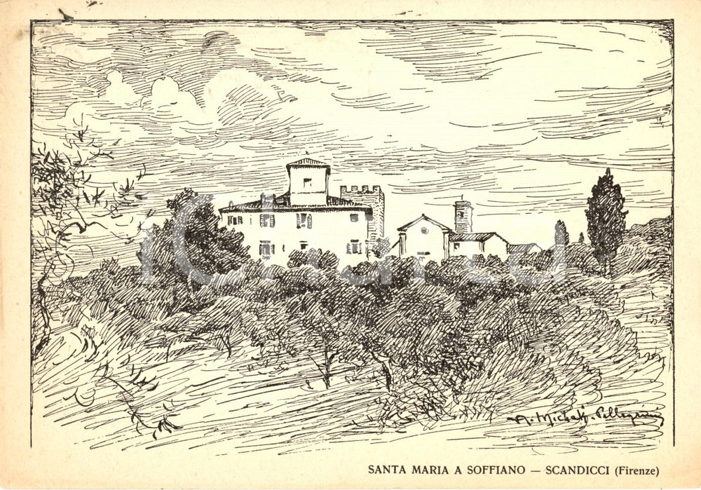 Cartolina originale da collezione 1962 FIRENZE SCANDICCI Villa Santa Maria a SOFFIANO  Cartolina FG 1
