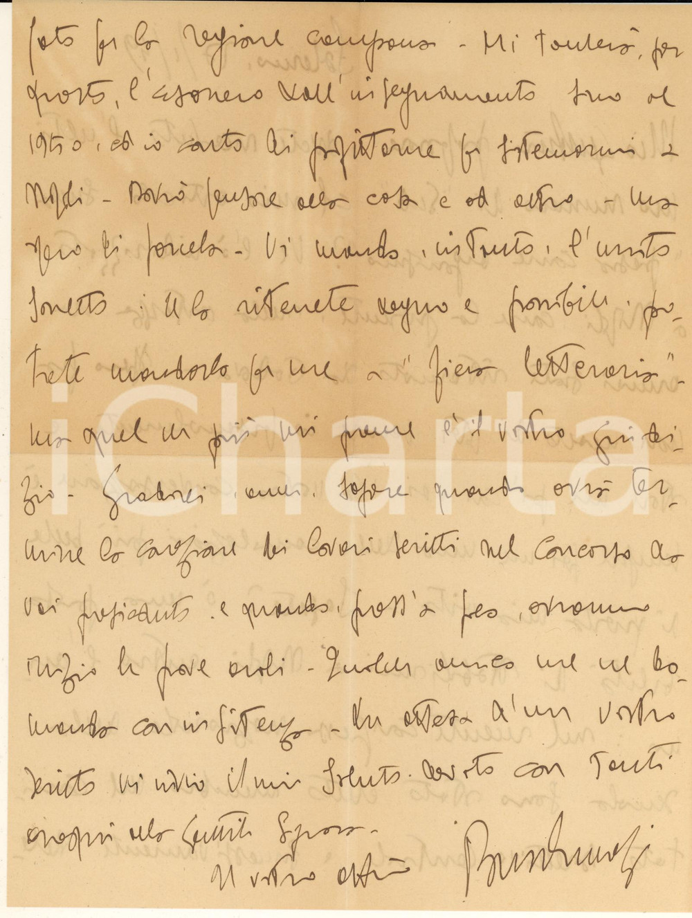 Autografo originale 1949 SALERNO Bruno LUCREZI invia sonetto inedito Padre e figlio  AUTOGRAFO 1