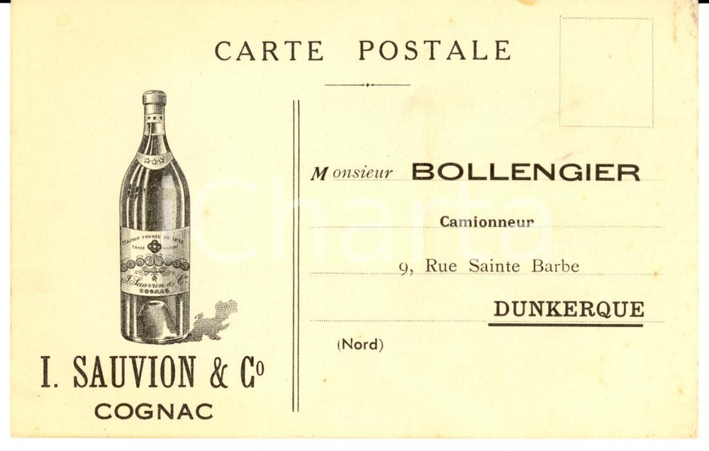 Cartolina originale da collezione 1920 Carte postale COGNAC SAUVION & C.  Publicitaire FP NV 1