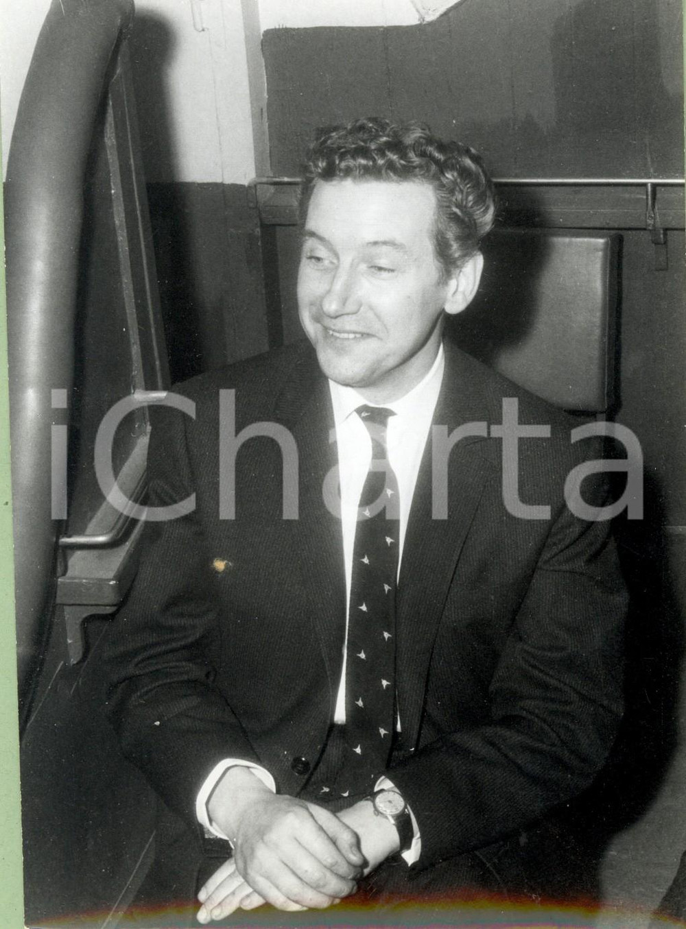 Fotografia d epoca originale 1960 ca MUSICA Cantante Pierre PERRIN viaggia in treno Fotografia 2 1