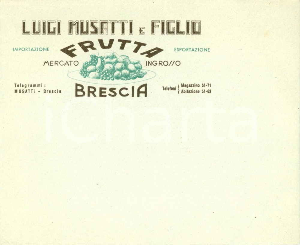 Documento originale, autentico 1930 ca BRESCIA Luigi MUSATTI & Figlio mercato frutta ingrosso Busta intestata 4 1