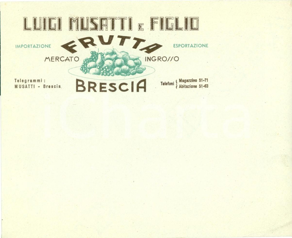 Documento originale, autentico 1930 ca BRESCIA Luigi MUSATTI & Figlio mercato frutta ingrosso Busta intestata 2 1