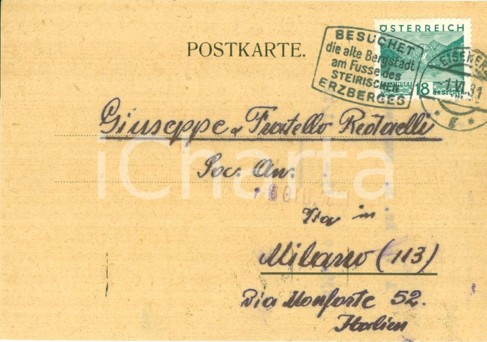 Cartolina originale da collezione 1931 EISENERZ Società Oesterreichische Alpine Montangesellschaft Cartolina 3 1