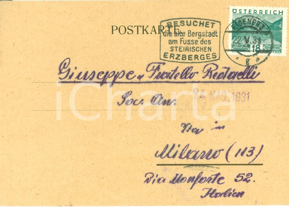 Cartolina originale da collezione 1931 EISENERZ Società Oesterreichische Alpine Montangesellschaft Cartolina 4 1