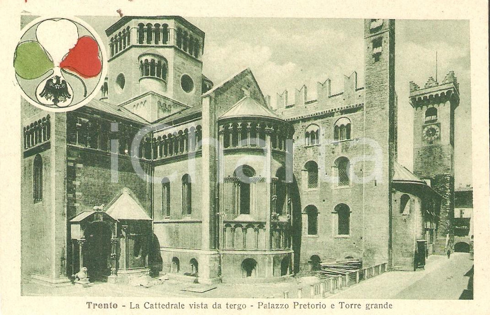 Cartolina originale da collezione 1930 ca TRENTO Cattedrale vista da tergo Palazzo Pretorio  Cartolina FP NV 1
