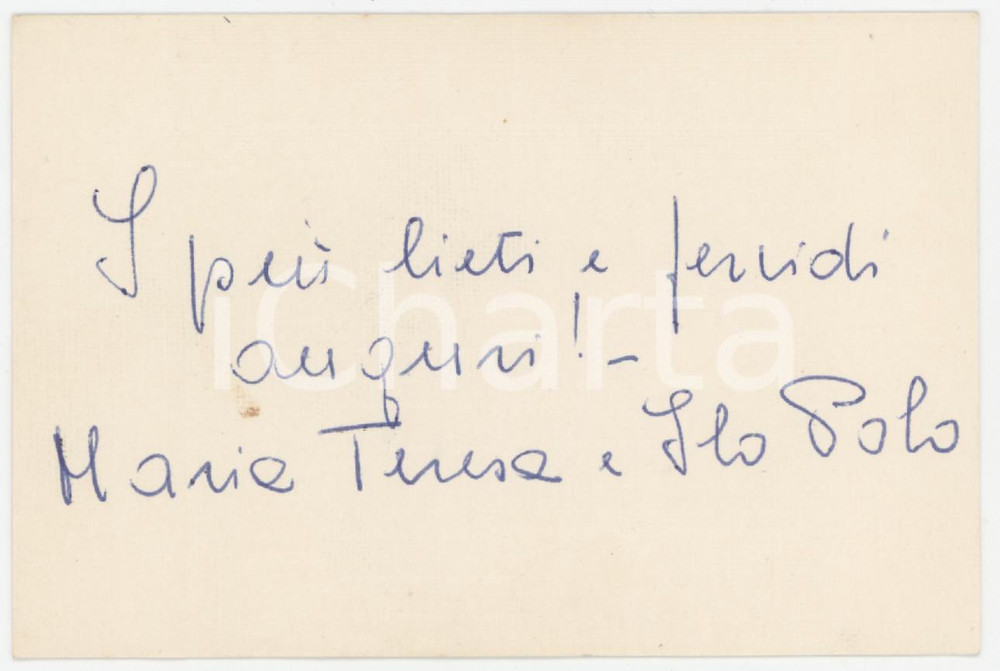 Oggetto da collezione cartaceo 1935 ca ITALIA Antonio e Lalla MORASSUTTI Biglietto autografo 10x7 cm 1