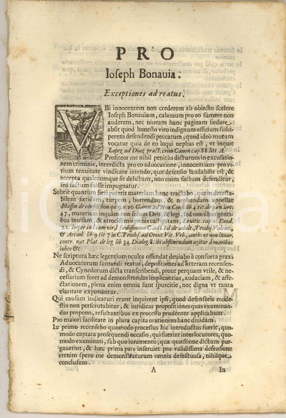 1720 ca MILANO In difesa di Giuseppe BONAVIA - Processo per pedofilia 28 pp. Documento a stampa, originale d'epoca, relativo a una delicata causa di pedofilia, che vedeva accusato Giuseppe Bonavia, sulla base delle testimonianze dei bambini di età massima di 9-10 anni, parzialmente riportate nel testo.In lingua latina.Capolettera ornato.PAGINE: 28 CONDIZIONI:FAIR/discreto fioriture marginaliFORMATO: 20x28 cm originale e autentica 1