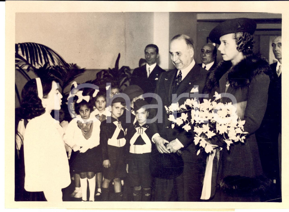 Fotografia d epoca originale 1937 BRUXELLES Maria José di SAVOIA visita Maison Italienne Foto 2 1