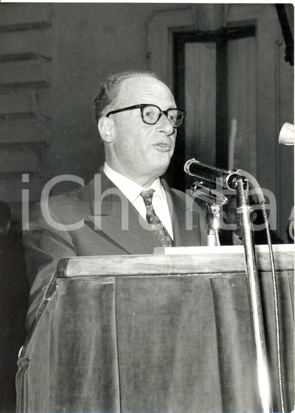 Fotografia d epoca originale 1961 VARESE Discorso Emilio COLOMBO  Posa prima pietra Scuola Europea 1