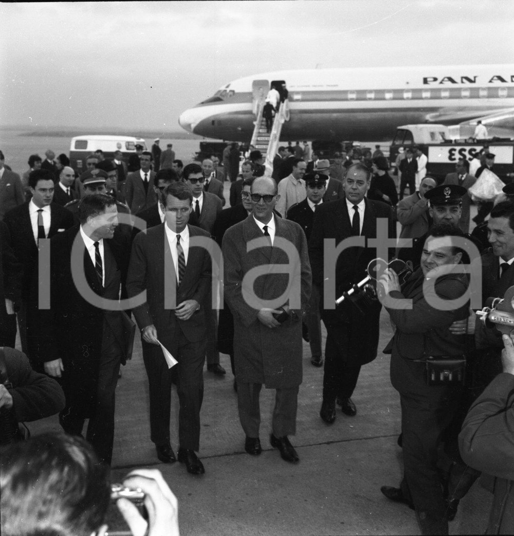Fotografia d epoca originale 1962 ROMA Fiumicino visita di Robert KENNEDY NEGATIVO ORIGINALE 2 1