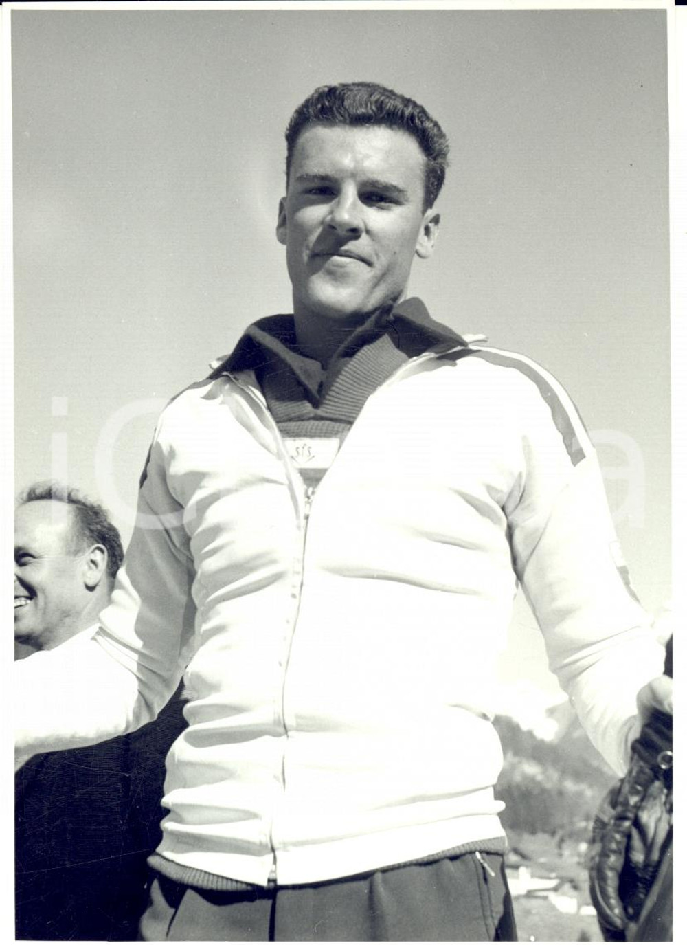 Fotografia d epoca originale 1950 ca SWITZERLAND Campionati SCI ALPINO Ritratto di Nando PAJAROLA Foto 1