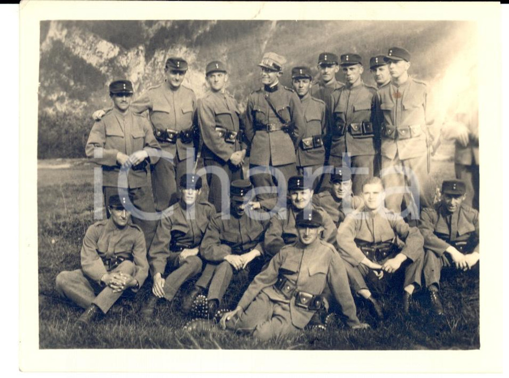 Fotografia d epoca originale 1930 ca COIRA SCHWEIZER ARMEE Militari Reggimento FANTERIA DA MONTAGNA 2 1