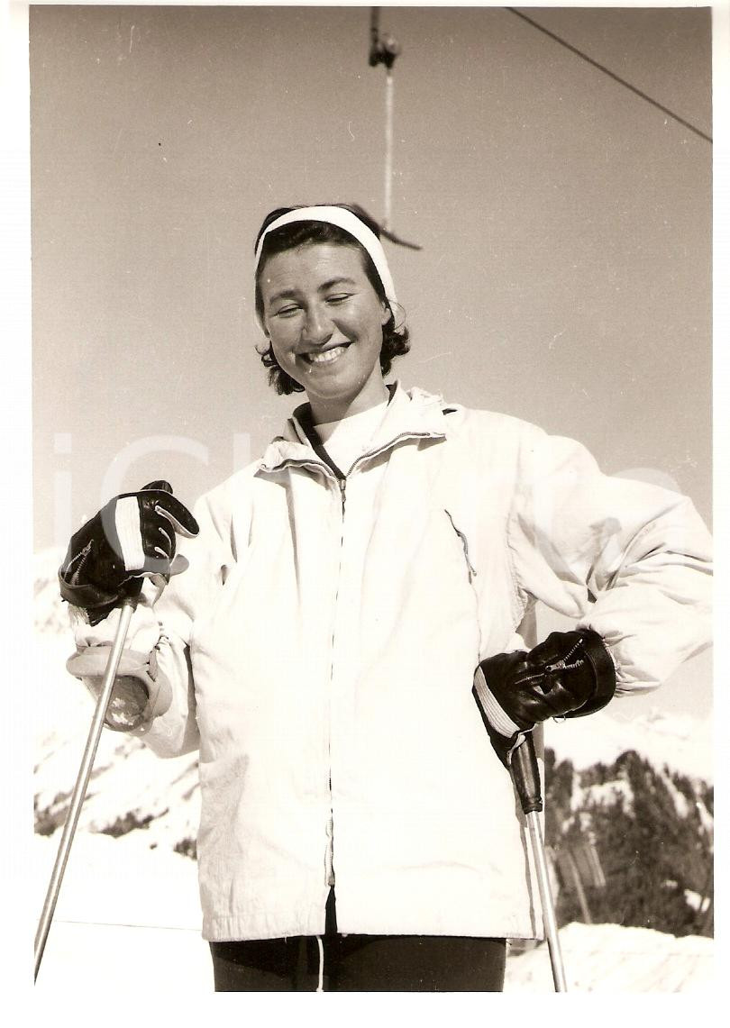Fotografia d epoca originale 1955 ca SWITZERLAND Campionati SCI ALPINO Rosmarie REICHENBACH Allenamenti 3 1