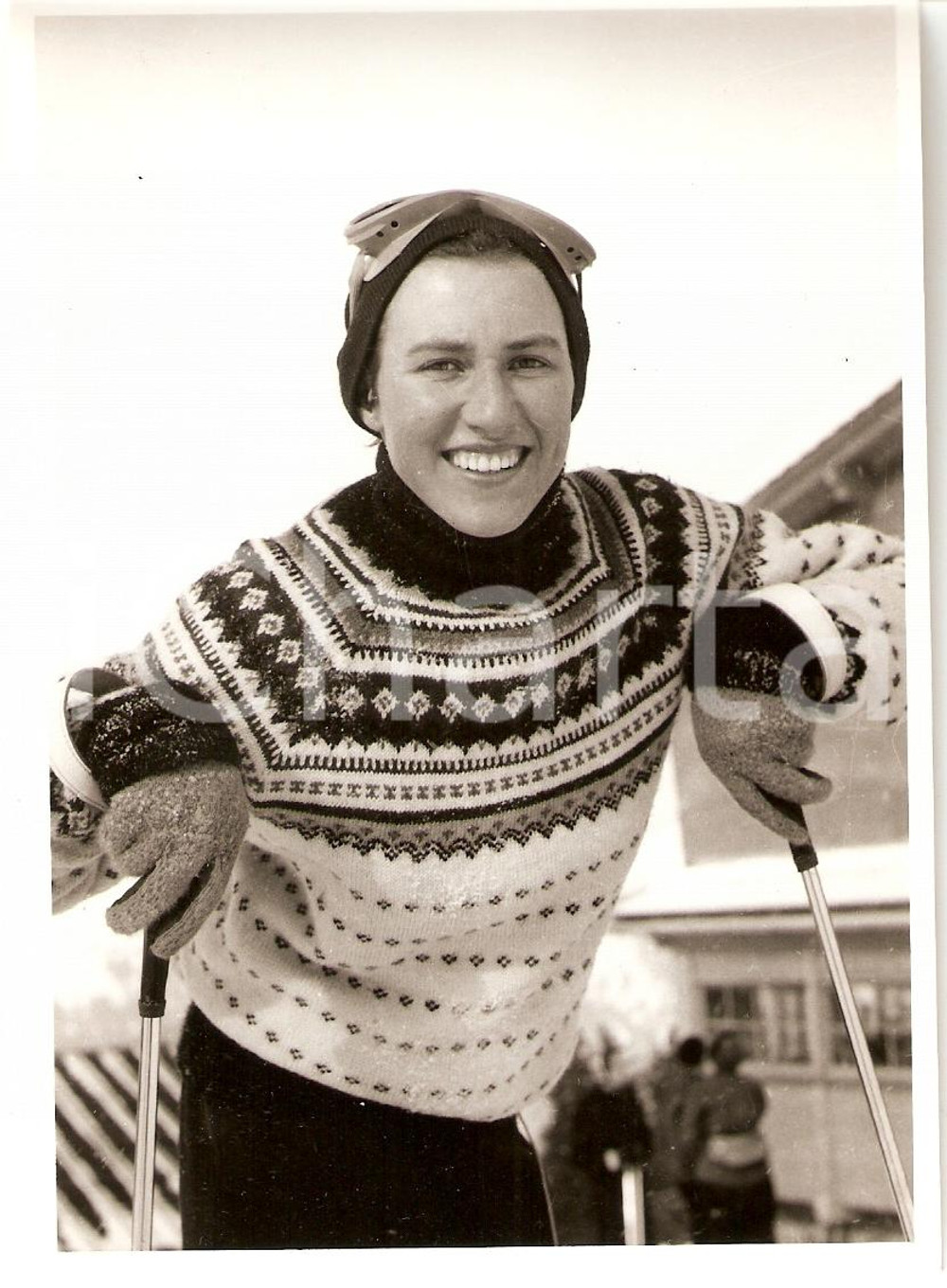 Fotografia d epoca originale 1955 ca SWITZERLAND Campionati SCI ALPINO Ritratto Rosmarie REICHENBACH Foto 2 1