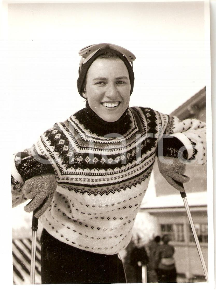 Fotografia d epoca originale 1955 ca SWITZERLAND Campionati SCI ALPINO Ritratto Rosmarie REICHENBACH Foto 2 1