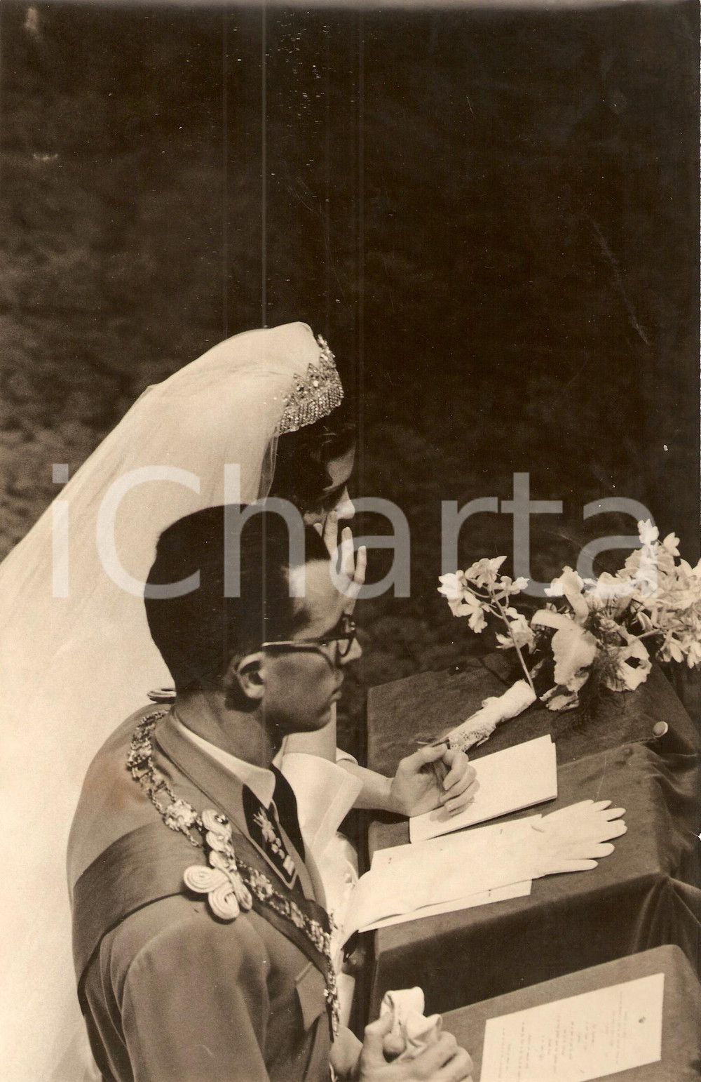 Fotografia d epoca originale 1960 BRUXELLES Re BALDOVINO e regina Fabiola sposi  Cerimonia Foto 2 1