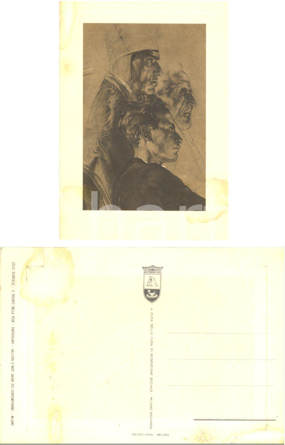 Cartolina originale da collezione 1955 MILANO Galleria arte Sacra Ill. Lello SCORZELLI Casa redenzione NIGUARDA 1
