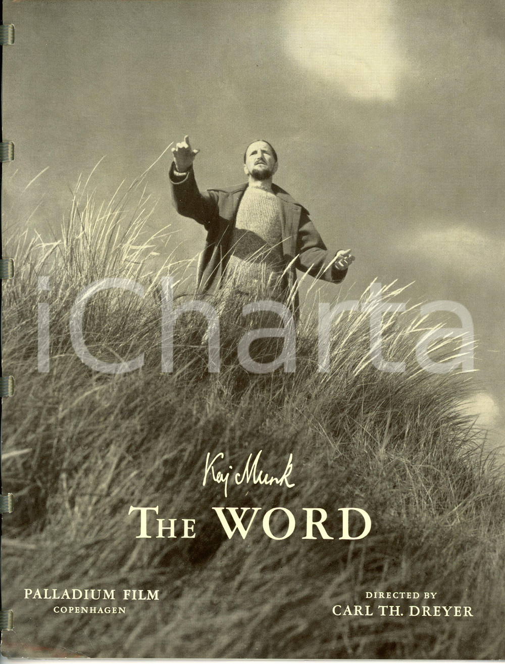 1955 THE WORD / ORDET Carl Theodore DREYER Press kit PALLADIUM FILM Copenhagen Pubblicazione d'epoca in inglese e francese. EDITORE: Palladium Film - Copenhagen PAGINE: 32CONDIZIONI:FAIR/discreto Piegatura all'angolo inferiore sinistro e gualciture agli angoli della copertinaFORMATO: 16x23 cm originale e autentica 1