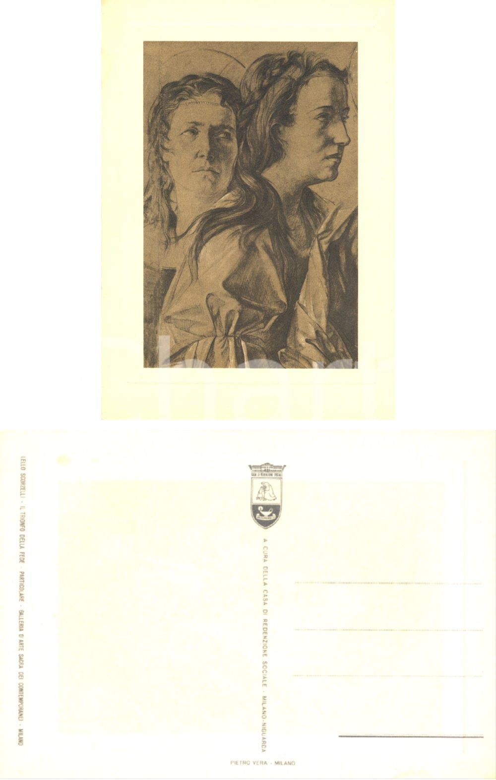 Cartolina originale da collezione 1955 ca MILANO Galleria Arte Sacra Ill. Lello SCORZELLI Casa redenzione NIGUARDA 1