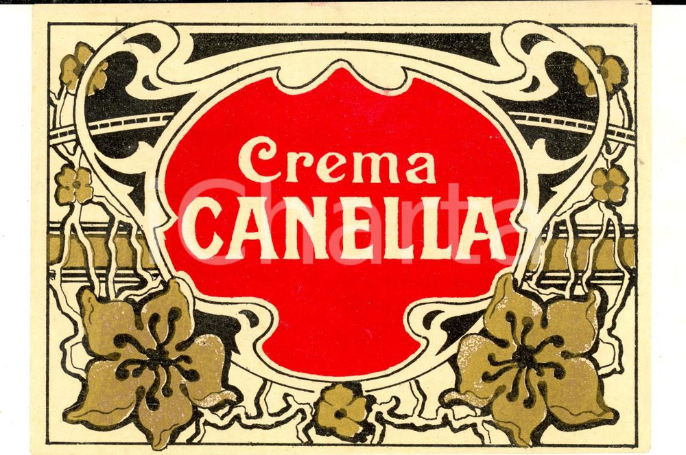 Materiale pubblicitario d’epoca 1920 ca CREMA CANELLA  Etichetta pubblicitaria liquore VINTAGE 13x10 2 1