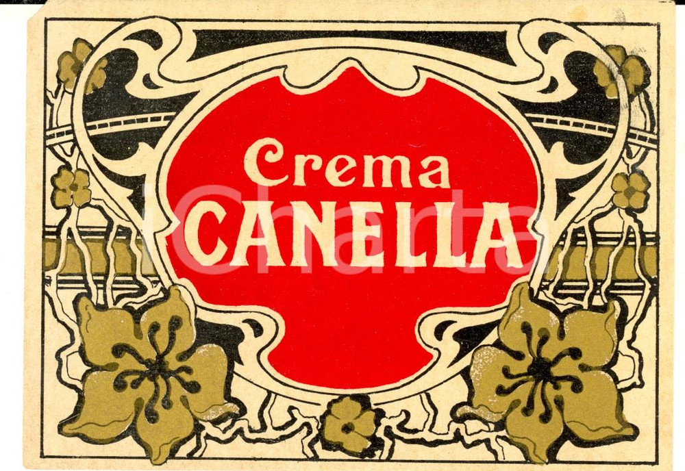 Materiale pubblicitario d’epoca 1920 ca CREMA CANELLA  Etichetta pubblicitaria liquore VINTAGE 13x10 3 1