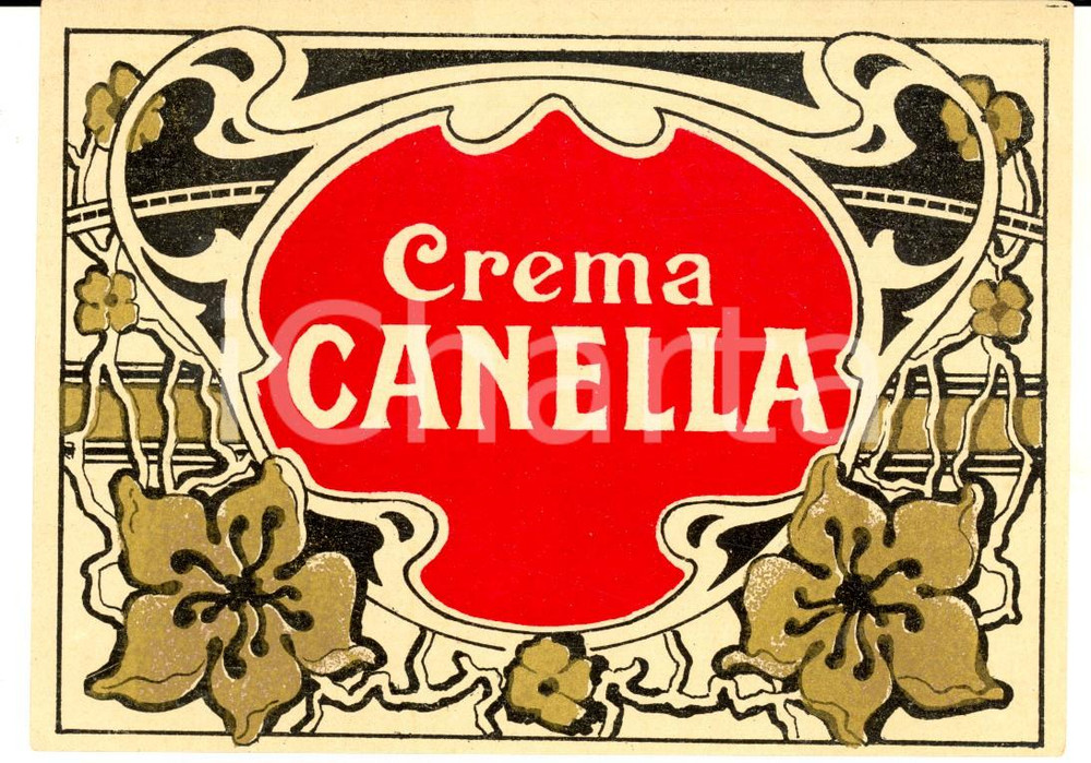 Materiale pubblicitario d’epoca 1920 ca CREMA CANELLA  Etichetta pubblicitaria liquore VINTAGE 13x10 4 1